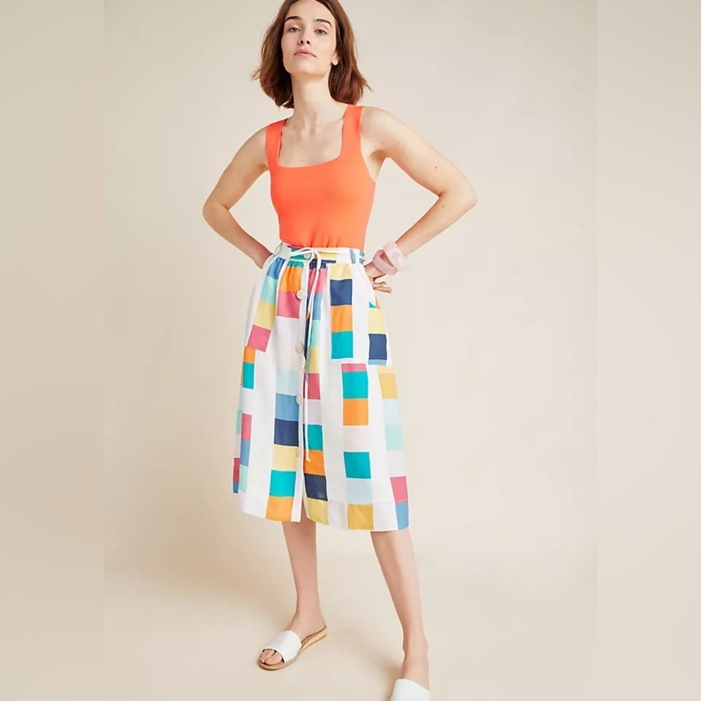 Corey Lynn Calter Piet Linen Midi Skirt
